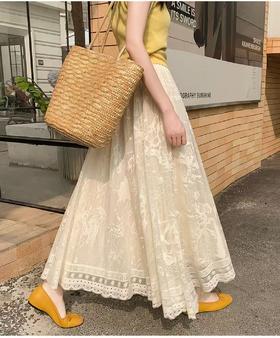 【半裙系列】双面穿-501法式蕾丝大裙摆半身裙伞裙-喜出