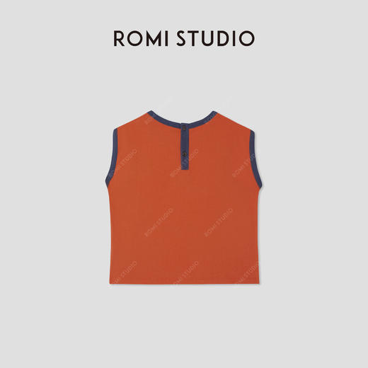 ROMI STUDIO“美式复古”做旧洗水复古印花撞色无袖背心 RWCRSY4555 商品图2