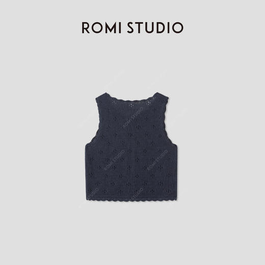 ROMI STUDIO“法式复古”天然亚麻镂空系带花边马甲开衫 RWCRST4131 商品图1