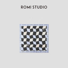 ROMI STUDIO“法式复古”轻柔纯棉设计感撞色格纹方巾 RWCRPR3884【发货时间25-30天】