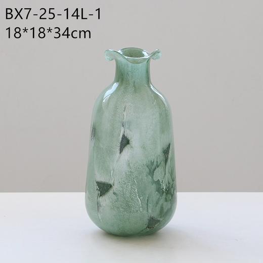 绿色中古玻璃花瓶摆件创意水养客厅电视柜玄关插花装饰品法式琉璃 商品图9
