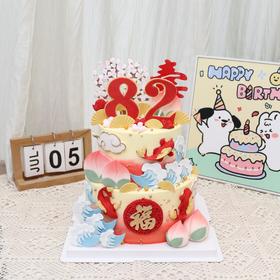 浪涌福来桃献寿—双层祝寿蛋糕