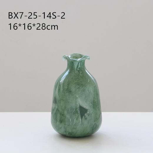 绿色中古玻璃花瓶摆件创意水养客厅电视柜玄关插花装饰品法式琉璃 商品图10