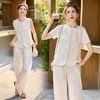 亚麻蕾丝刺绣马甲+松紧腰休闲裤套装SNX3115 商品缩略图2