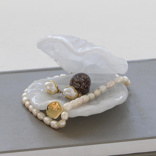 ins玻璃贝壳首饰盒创意桌面摆件可爱女生情人节生日礼物收纳盒托 商品图6