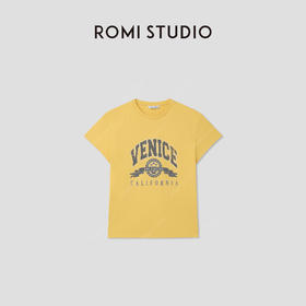 ROMI STUDIO“美式复古”字母印花舒适全棉圆领短袖T恤 RWCRSW4501