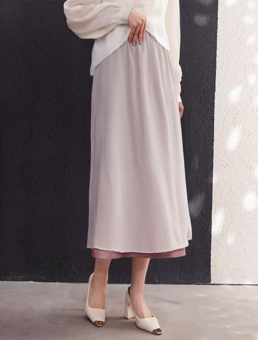 7.24秒杀~实物很好【诠释自我】品牌 8019 90%天然植物纤维拼色半身裙-喜出 商品图0