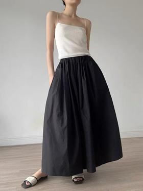 【诠释自我】品牌-100%棉黑色大裙摆半身裙-喜出