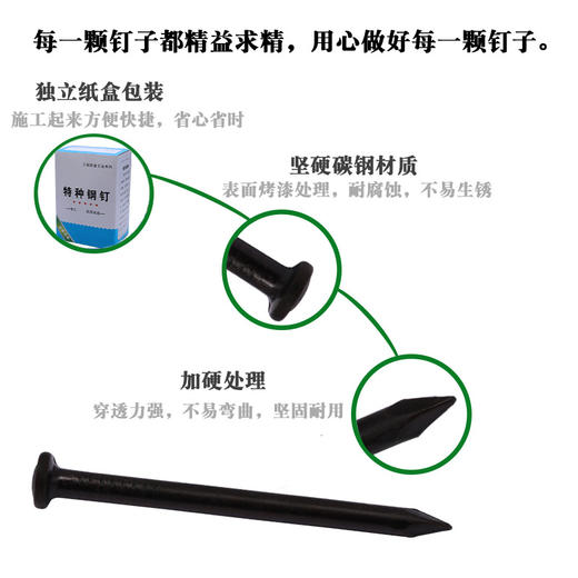龙泉剑 特种水泥钢钉 黑色钉子铁钉洋钉木工钉混凝土墙钉中碳钢 400g 商品图3
