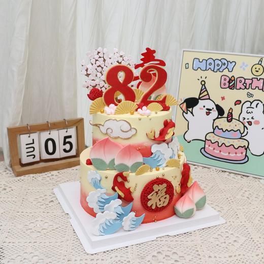浪涌福来桃献寿—双层祝寿蛋糕 商品图2