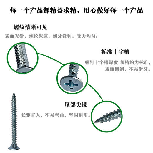 镀锌高强度加硬干壁钉干墙钉墙板钉十字自攻平头螺丝 商品图2