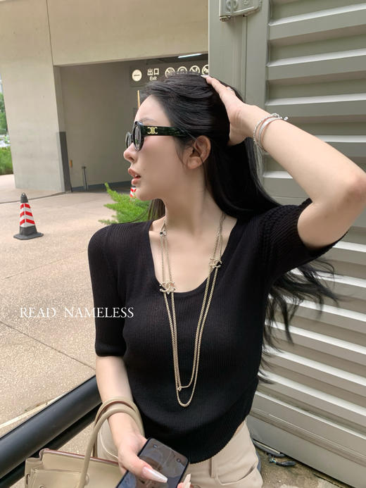 Read Nameless/冰凉纱线中袖黑T 2025/7/7 商品图5