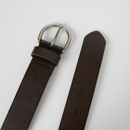 ROMI STUDIO 树膏牛皮革咖色复古做旧银扣休闲腰带 RWCLP32034 商品图2