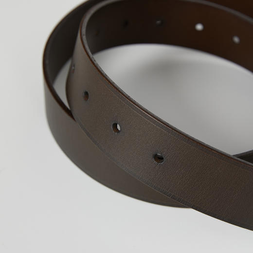 ROMI STUDIO 树膏牛皮革咖色复古做旧银扣休闲腰带 RWCLP32034 商品图3