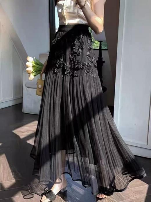 七夕福利-NO退微脏样衣【半裙系列】6811法式立体花朵网纱半裙-喜出 商品图1