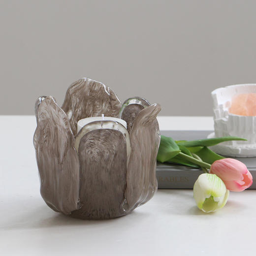 北欧创意花瓣形糖果色手工可爱烛台鲜花餐桌电视柜多巴胺玻璃瓶 商品图1