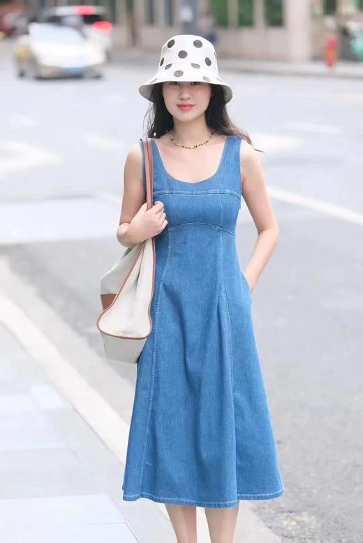 【高品质私服】【IC薄弹力牛仔中长连衣裙】行走间展现优雅与从容的气质，0化学污染：预还原染色工艺G1444-CC【无标出货 介意慎拍】 商品图0