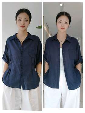 58B065天丝收腰翻领衬衫