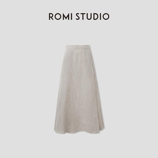 ROMI STUDIO“质感亚麻”100%进口雨露麻轻薄长款半身裙 RWCRX42461 商品图0