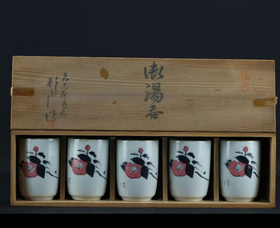彩绘描金茶具一组五件