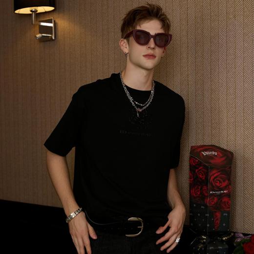 IDEVERRAY夏季2025新款花卉字母印花休闲情侣装圆领短袖男女士宽松t恤21MSL-ID25SSFAT010 商品图3