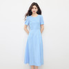 【07/09新品】熙世界极简风通勤浅蓝连衣裙女2025夏季新款气质显瘦短袖收腰长裙 商品缩略图3