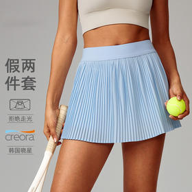 跃牌【轻匀系列】夏季松紧高腰显瘦瑜伽短裙内衬防走光侧口袋网球裙休闲外穿百褶裙QK063