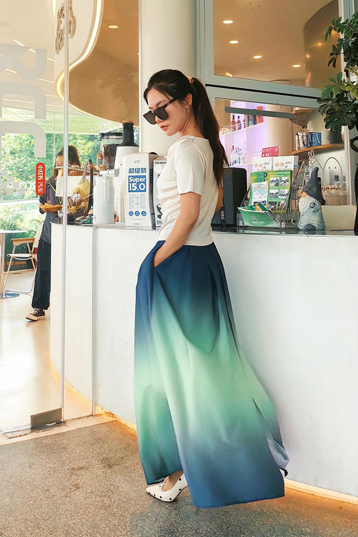 逸红颜明月优选​​「粼羽」高级雪纺半裙，手工植物吊染，超大裙摆凉快飘逸，像斗鱼的尾巴一样美 商品图6