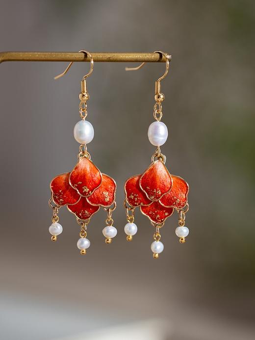 19周年互动礼品#「牡丹」国风手作,非遗绒花耳环「牡丹」大气雍容的美~~ 商品图4