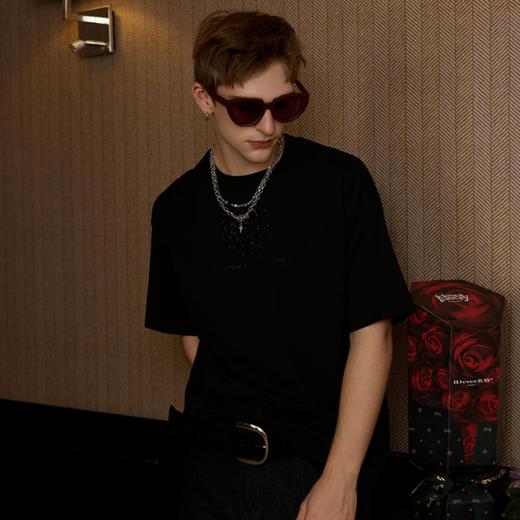 IDEVERRAY夏季2025新款花卉字母印花休闲情侣装圆领短袖男女士宽松t恤21MSL-ID25SSFAT010 商品图1