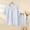 雀说 纯棉纱布睡衣两件套薄款女士短袖短裤家居服套装YY07 商品缩略图1