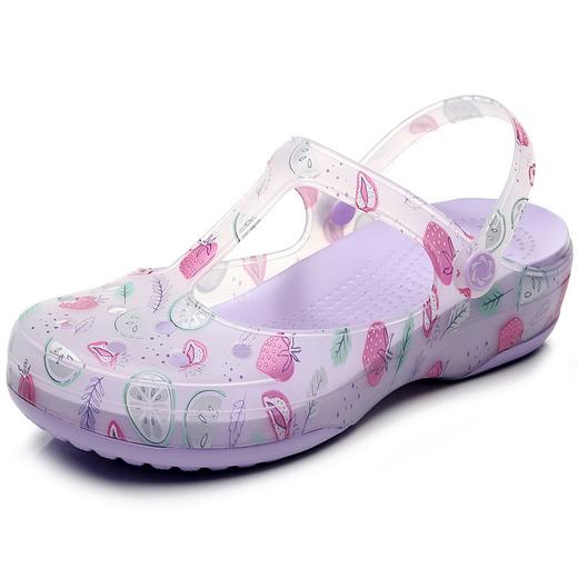 2025新款印花洞洞鞋！女夏季坡跟厚底学生沙滩鞋软底包头防滑凉拖鞋外穿！ 商品图2