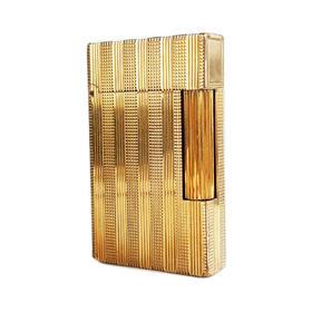 【85新】S.T.Dupont 都彭L2朗声系列镀金竖纹巴黎钉朗声打火机37*62*11MM（皆取最大值）现售价：1800！020725NJM49