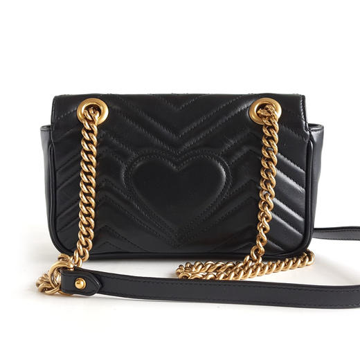 【95新】Gucci古驰Marmont系列446744黑金马蒙22链条包单肩斜挎包女士270625NJS12 商品图3