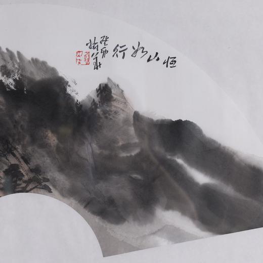 蔡拥华《恒山如行》国画原作32CM*66CM 手绘宣纸扇面【含框】 商品图5