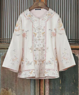 大师系列| 重缎真丝手绣外套-粉色