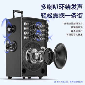 索爱（soaiy）15吋广场舞音响大功率便携式木质户外重低音蓝牙k歌专用大音量移动拉杆音箱室外演出双话筒 商品图1