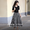 【周四狂欢价】熙世界设计感复古风黑色圆领拼接假两件格纹连衣裙女2025夏天新款 商品缩略图1