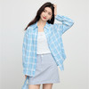 【专属特价】熙世界蓝白格纹防晒衬衫女夏日2025新款法式休闲宽松长袖薄款衬衣 商品缩略图3