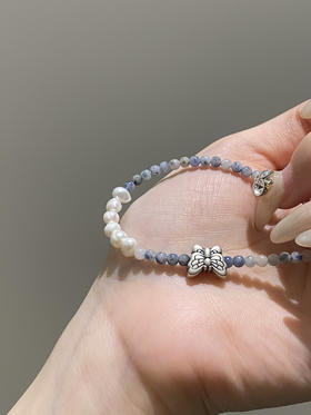 蓝纹石配天然珍珠配925