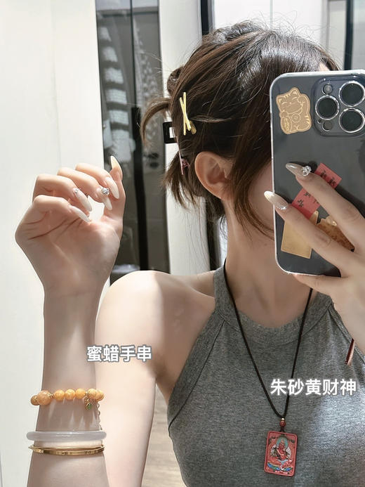 蜜蜡配925纯银翡翠手串 商品图5