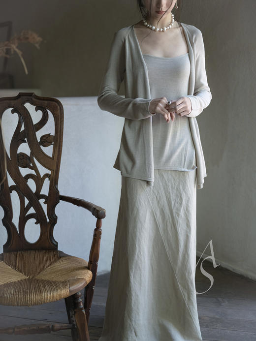 Cortana 浅灰色TUSSA柞蚕丝针织开衫 商品图0