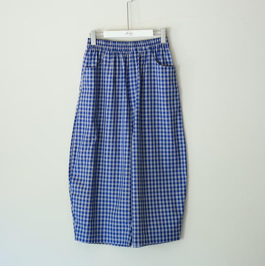 蓝白格气球裤 商品图0