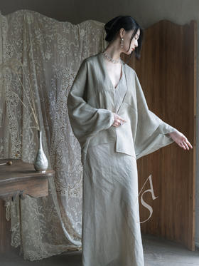 Cortana  茄棕晕染/鼠尾草绿OPALO缎光茧型外套