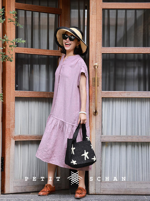 PETIT SCHAN小闪 BAG#016 Star Bento Box 星星便当盒 海星图案拉菲草纯手勾手提包便当包 商品图2