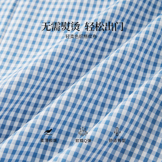 【07/09新品】熙世界蓝色格纹掐腰连衣裙女夏短袖花边圆领独特漂亮收腰气质长裙 商品图2