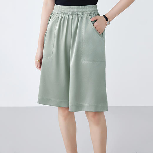 丁摩 真丝高腰短裤宽松显瘦舒适休闲五分裤桑蚕丝裤女25M25 商品图1