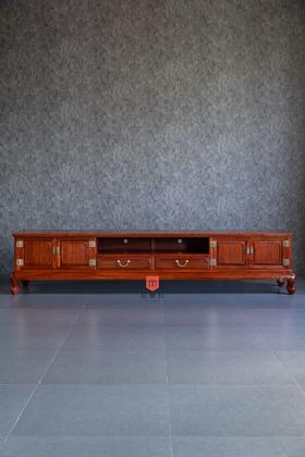 红桥红  家具严选  缅甸花梨（大果紫檀）  【238 两柜两抽屉 踩珠电视柜】