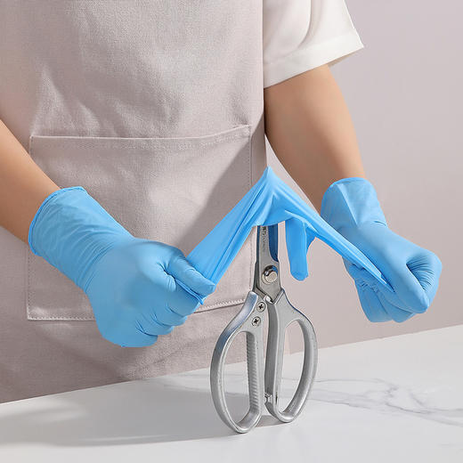 美丽雅一次性丁腈强韧手套加长家务厨房洗碗手套 50只/盒 商品图4