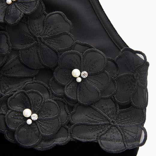 「高货wl」全新升级【铂金会员293/天猫389/差价96】(00030)洛诗琳法式花朵钉珠上衣2025夏季优雅真丝丝绒短袖上衣 商品图3